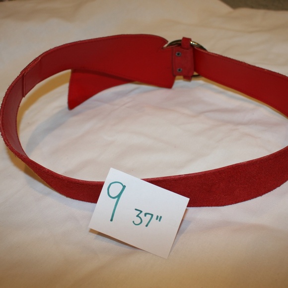 Vintage Fire Engine Red Asymmetrical Suede Genuine Leather Belt 25\